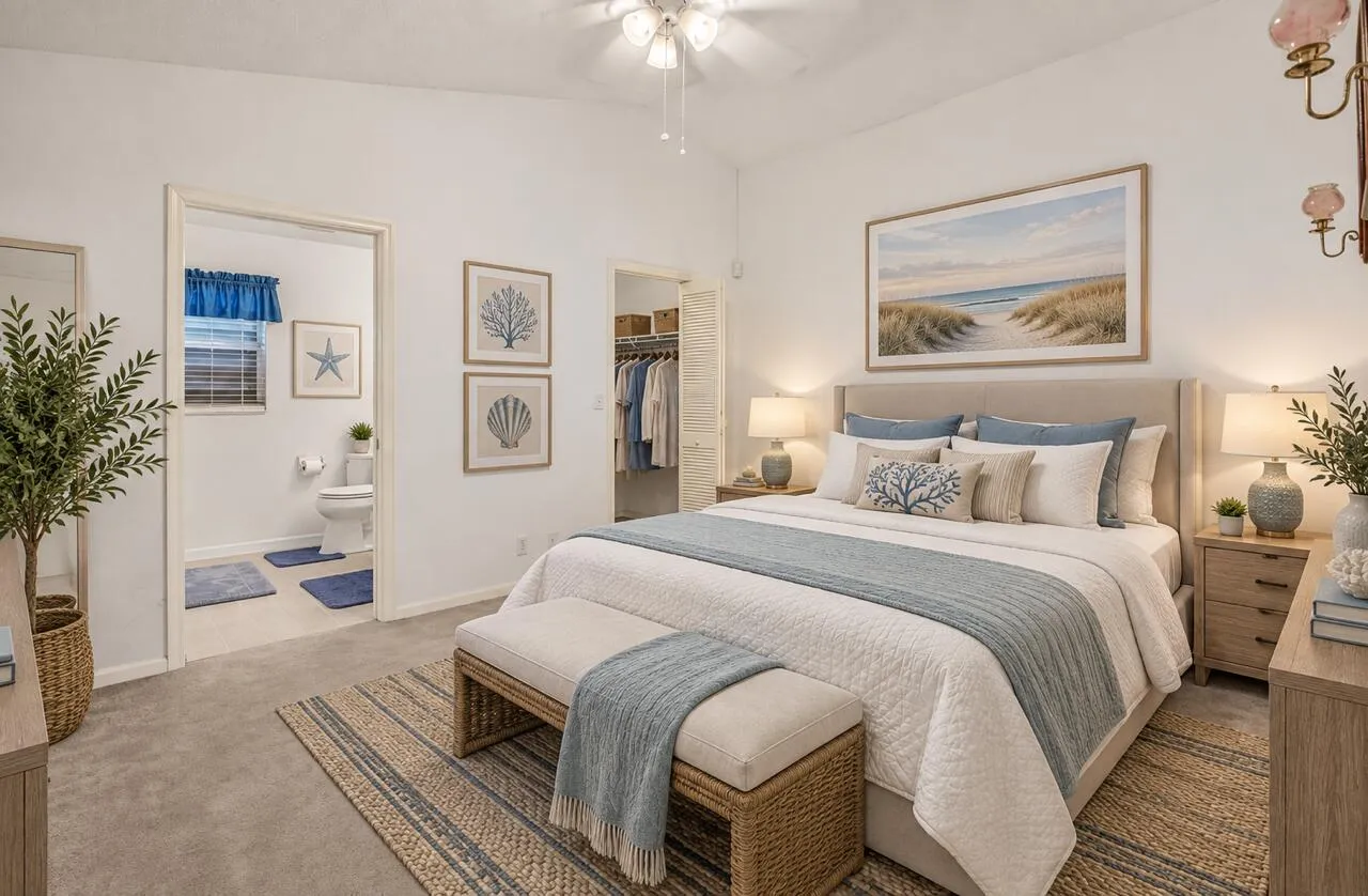 Primary bedroom virtually staged