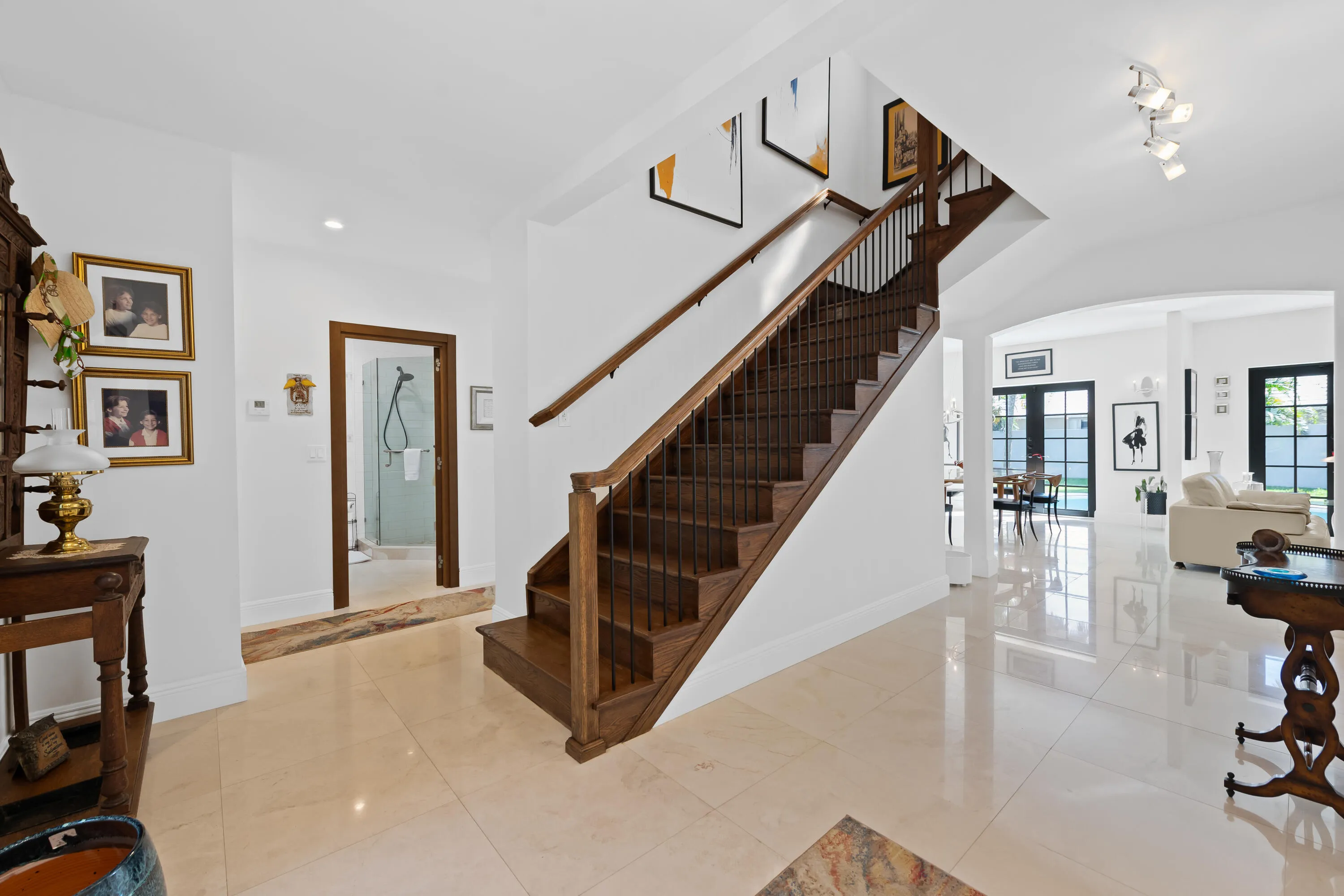 The entrance offers inviting, generous area to greet guests.