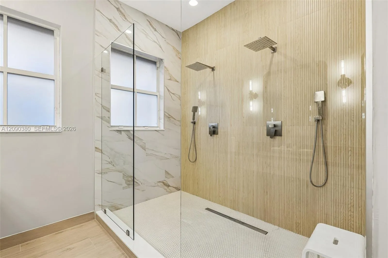 Primary bath with oversized shower
