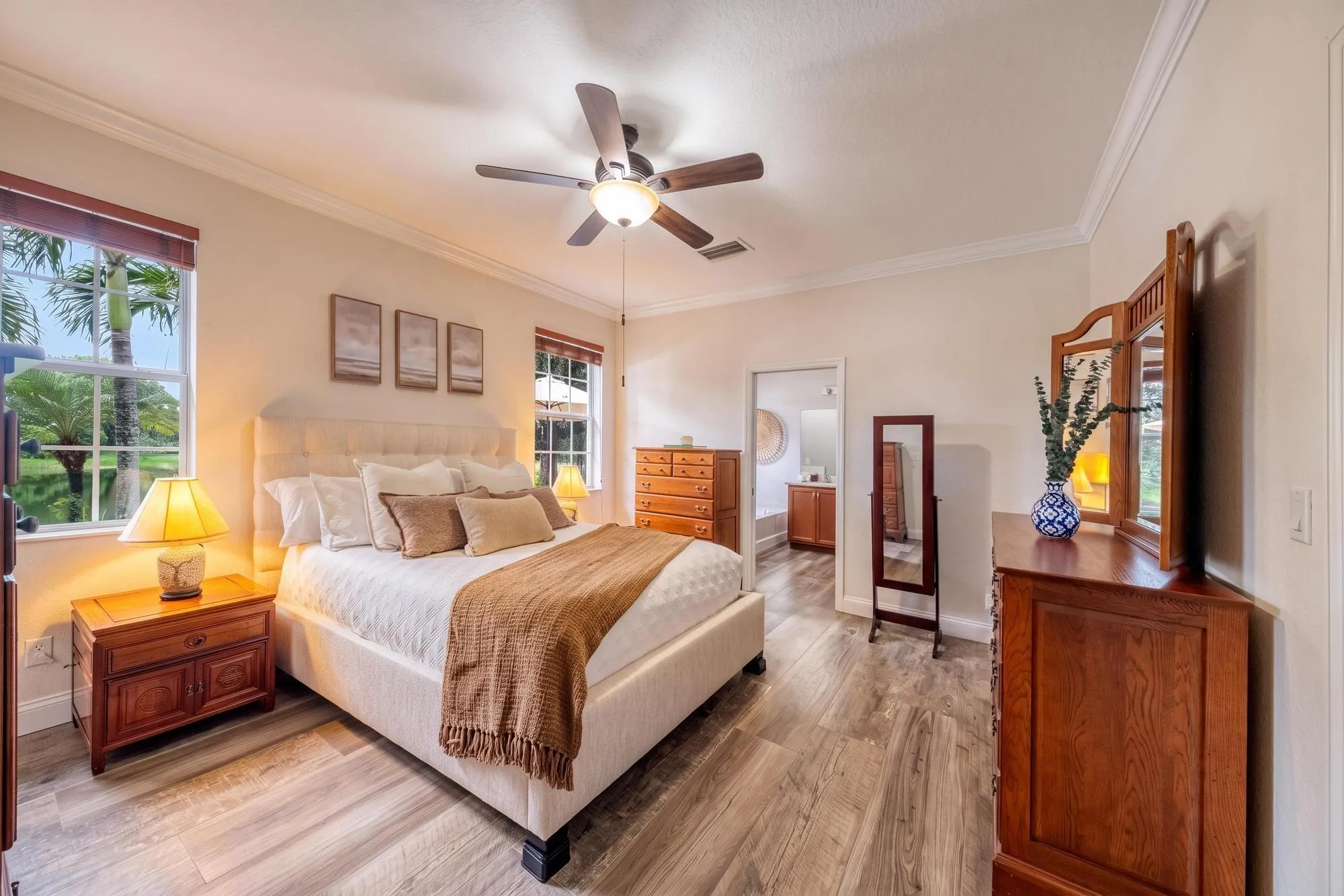 Primary Suite with Dual Exposures, Lake Views and a Generous Walk-in Closet