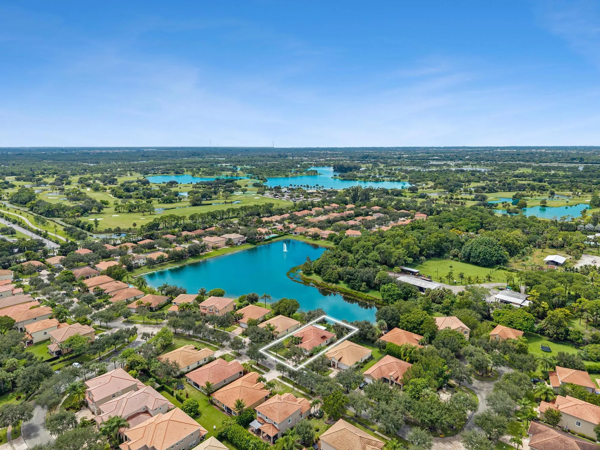 View of Sagewood, showing the Lake and Surrounding Green Space