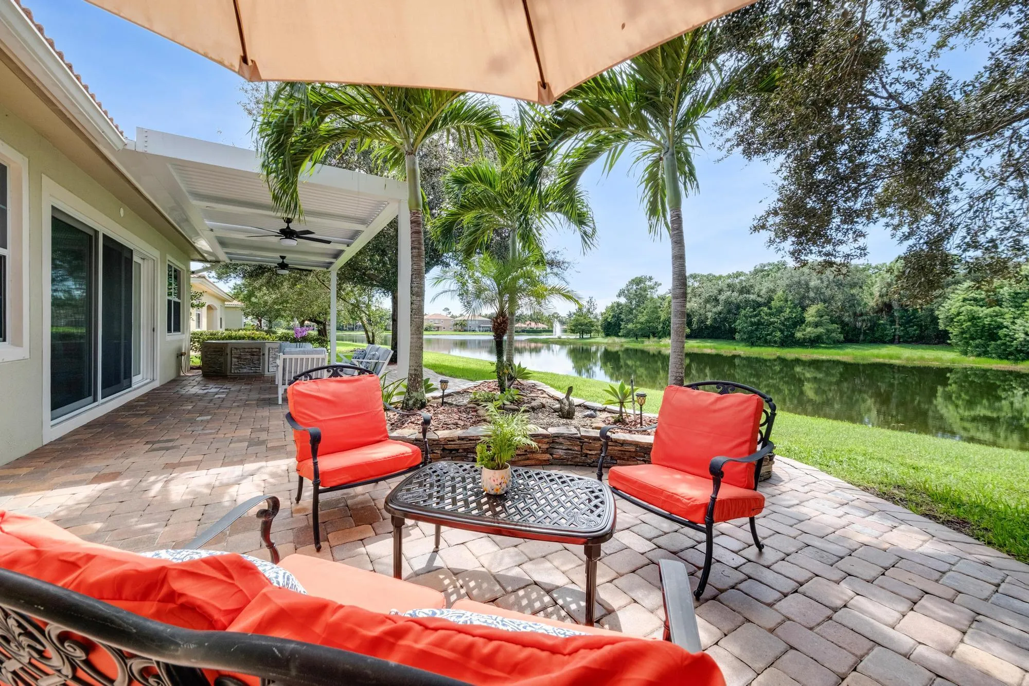 Lake Front Seating with Full West Exposure and Mature Shade