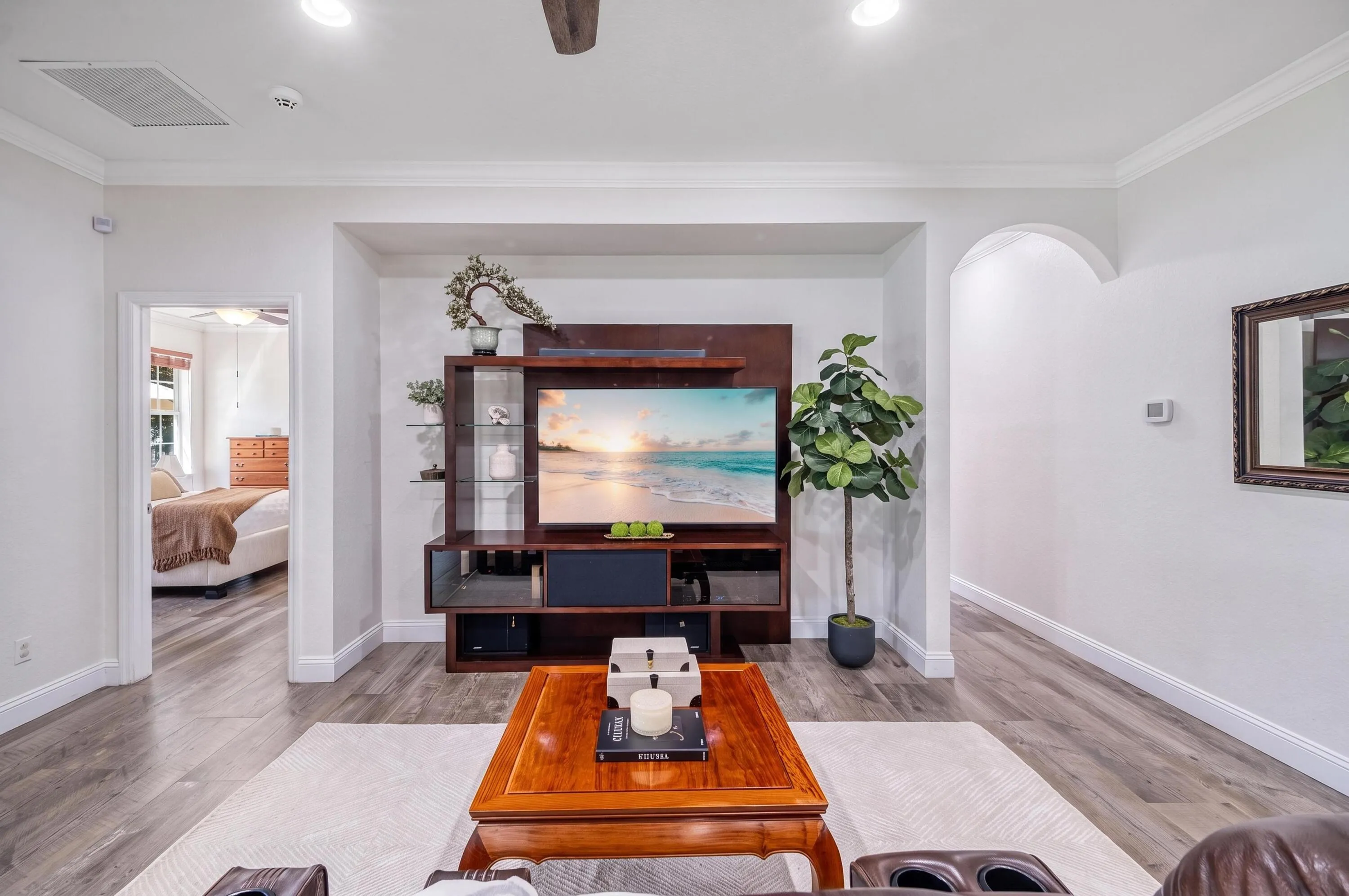 Built-in Media Wall with Integrated Shelving