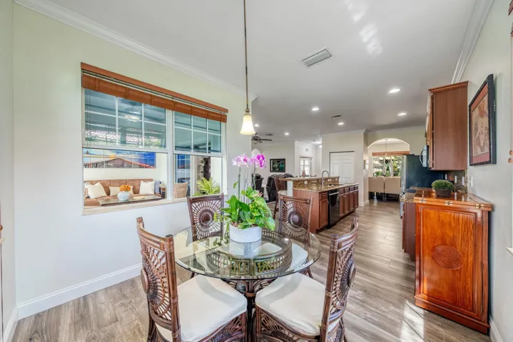 Breakfast Nook View to the Kitchen, Family Room and Sunroom