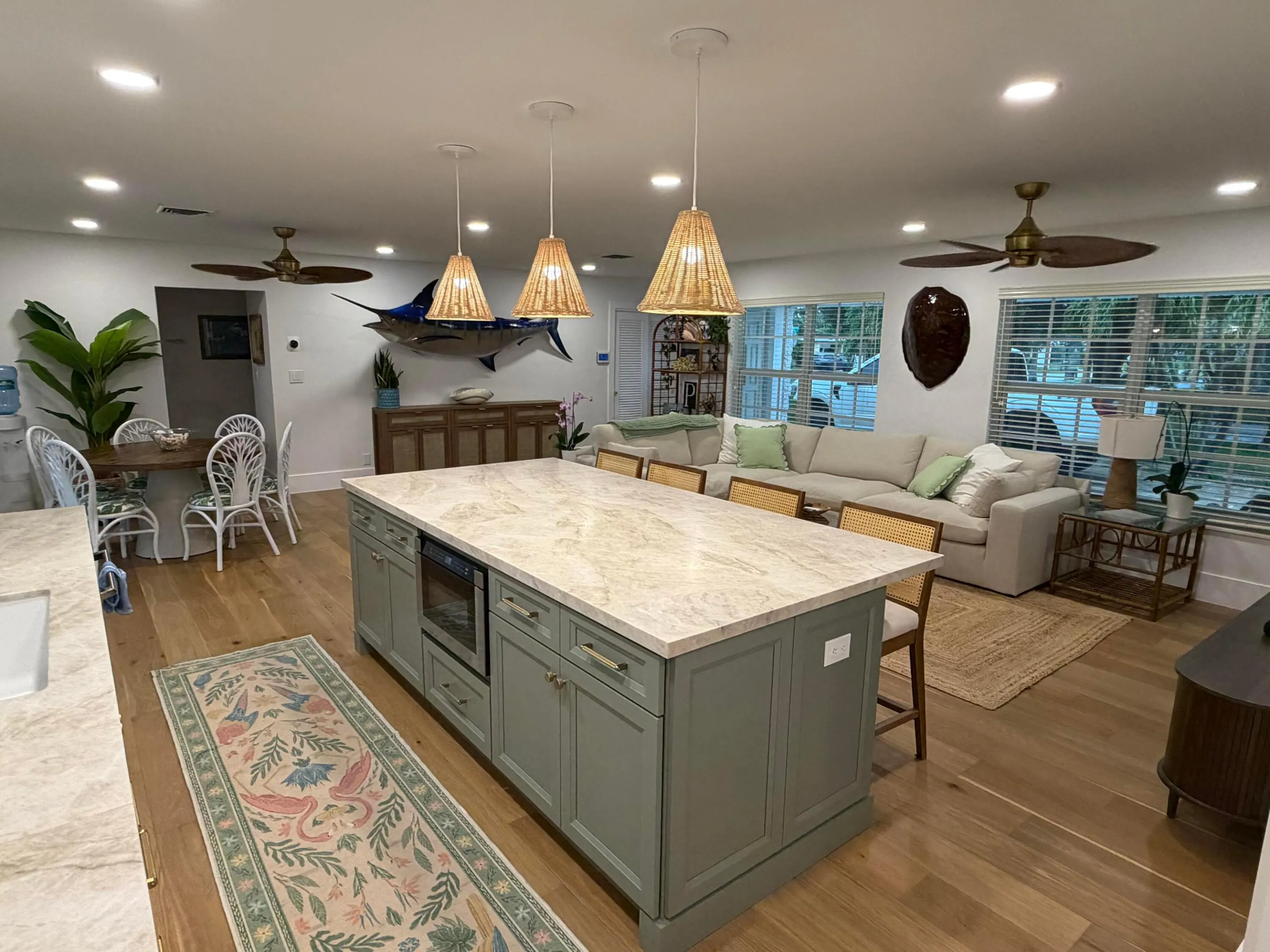 open kitchen overlooks entire space