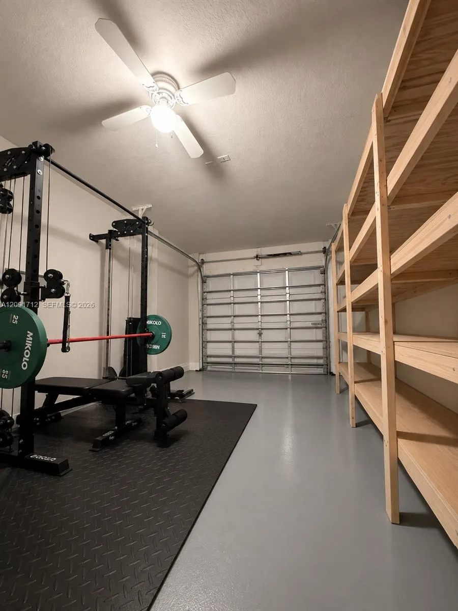 One car garage with plenty of storage