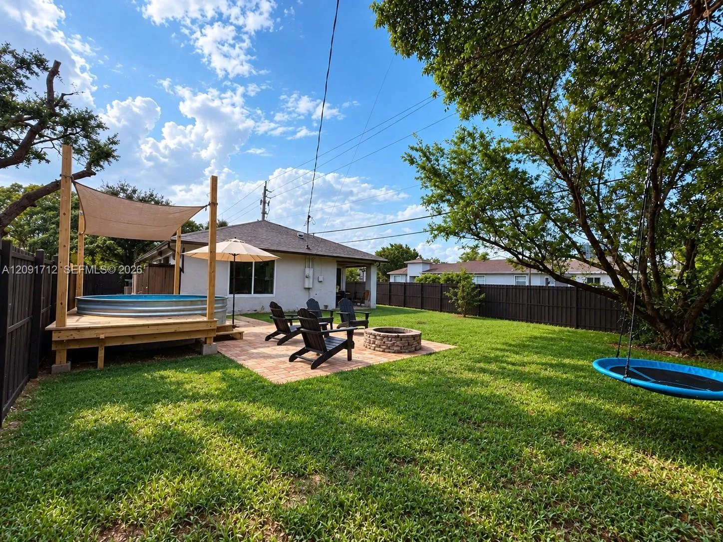 Cowboy pool with deck and fireplace family fun