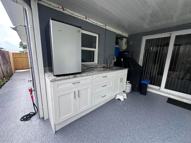Outdoor BBQ Kitchen Wet Bar with sink, outdoor shower, well water for working landscape sprinkler systerm.