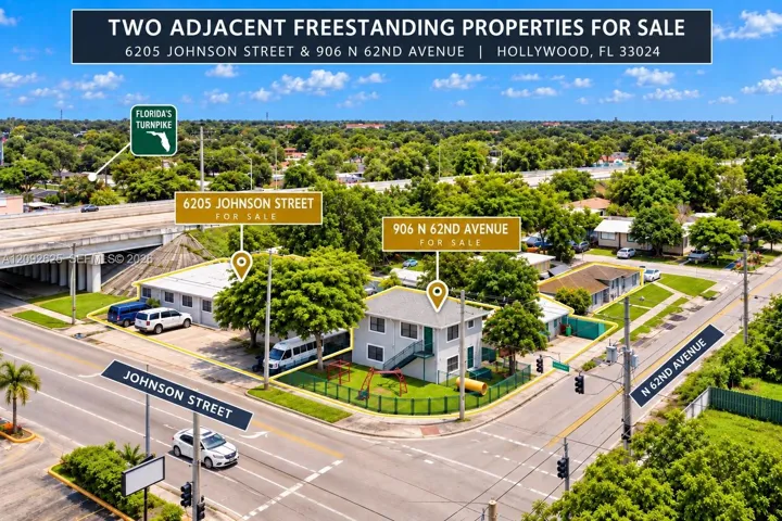 Two Adjacent Freestanding Properties at Johnson Street & N 62nd Avenue – Corner Location with Immediate Access to Florida’s Turnpike