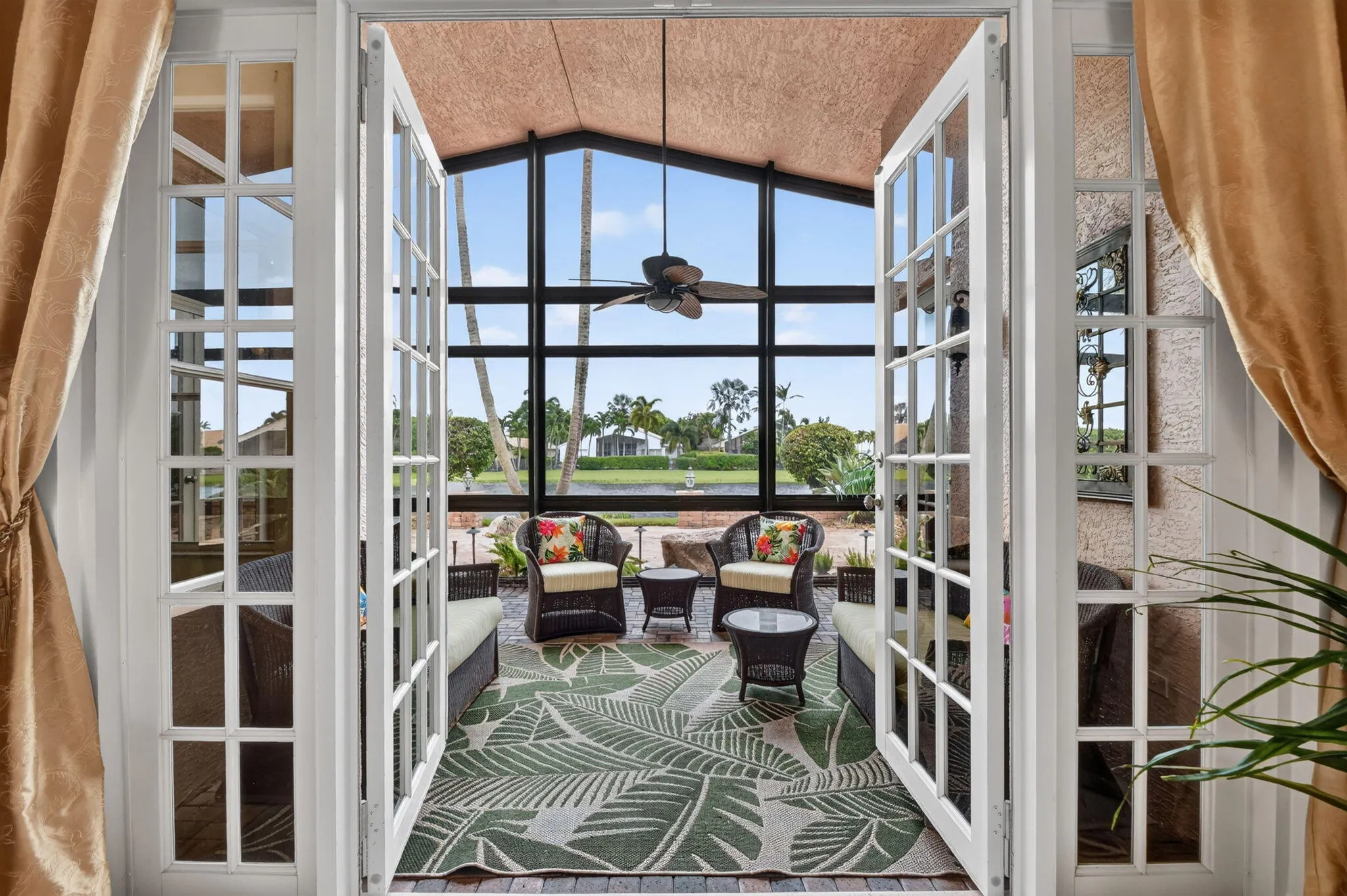 The home flows effortlessly onto the beautiful patio.