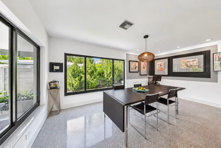 Gleaming terrazo floors through out