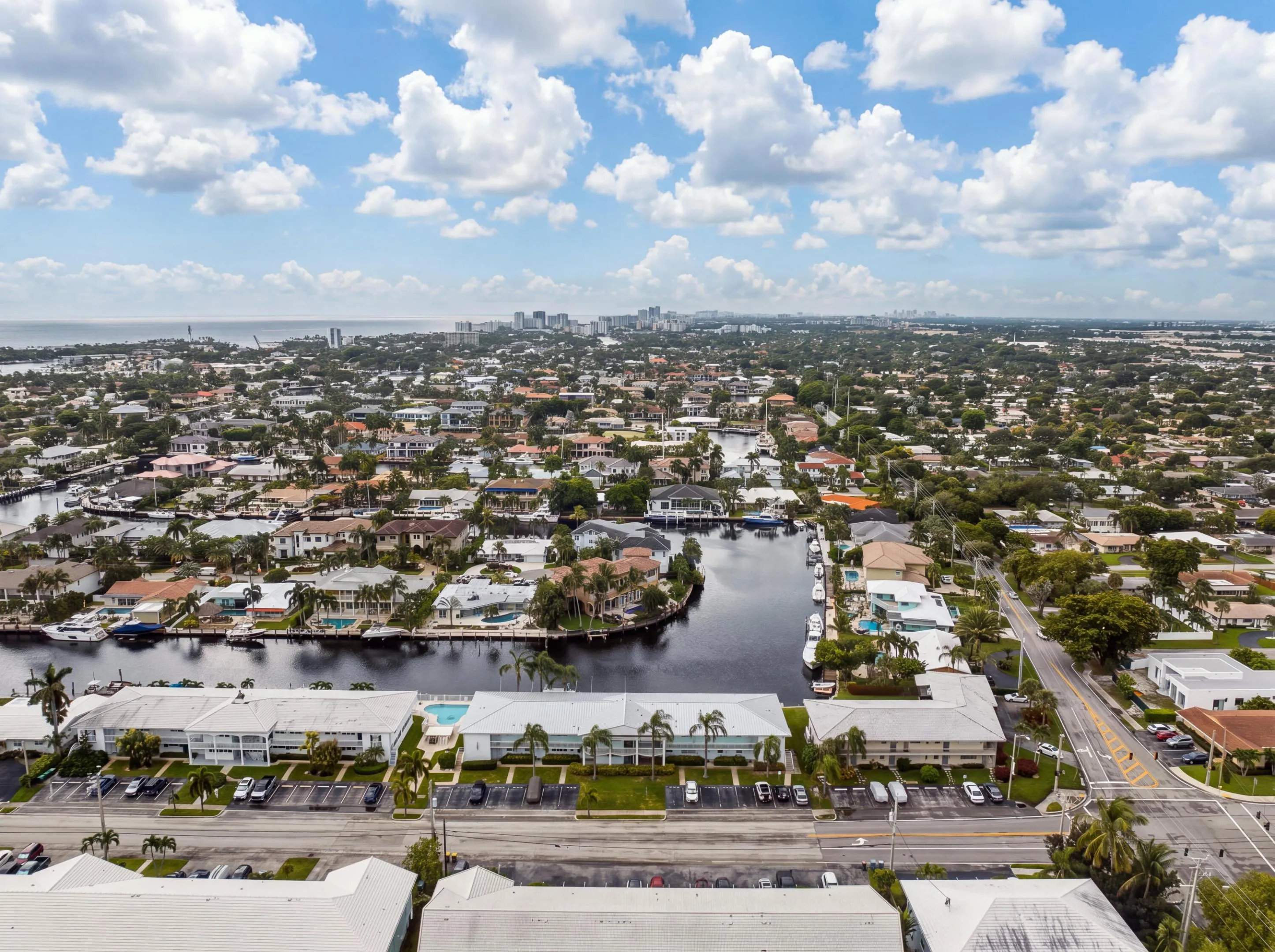 Waterfront community with extensive canal access and distant ocean visibility