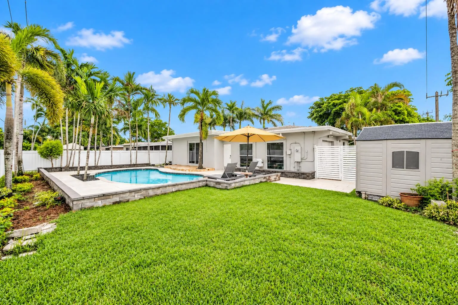 Storage shed and large backyard