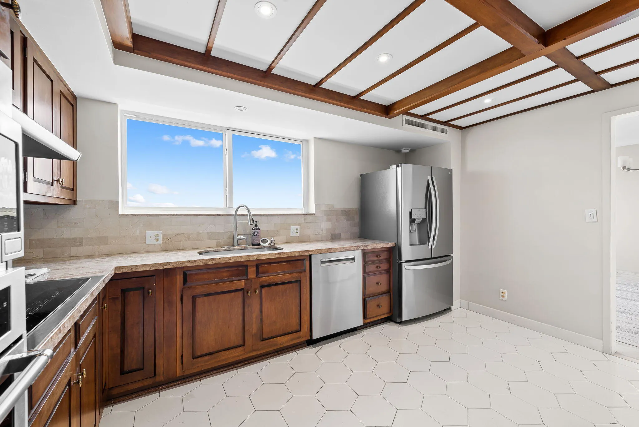 View of kitchen off dining room