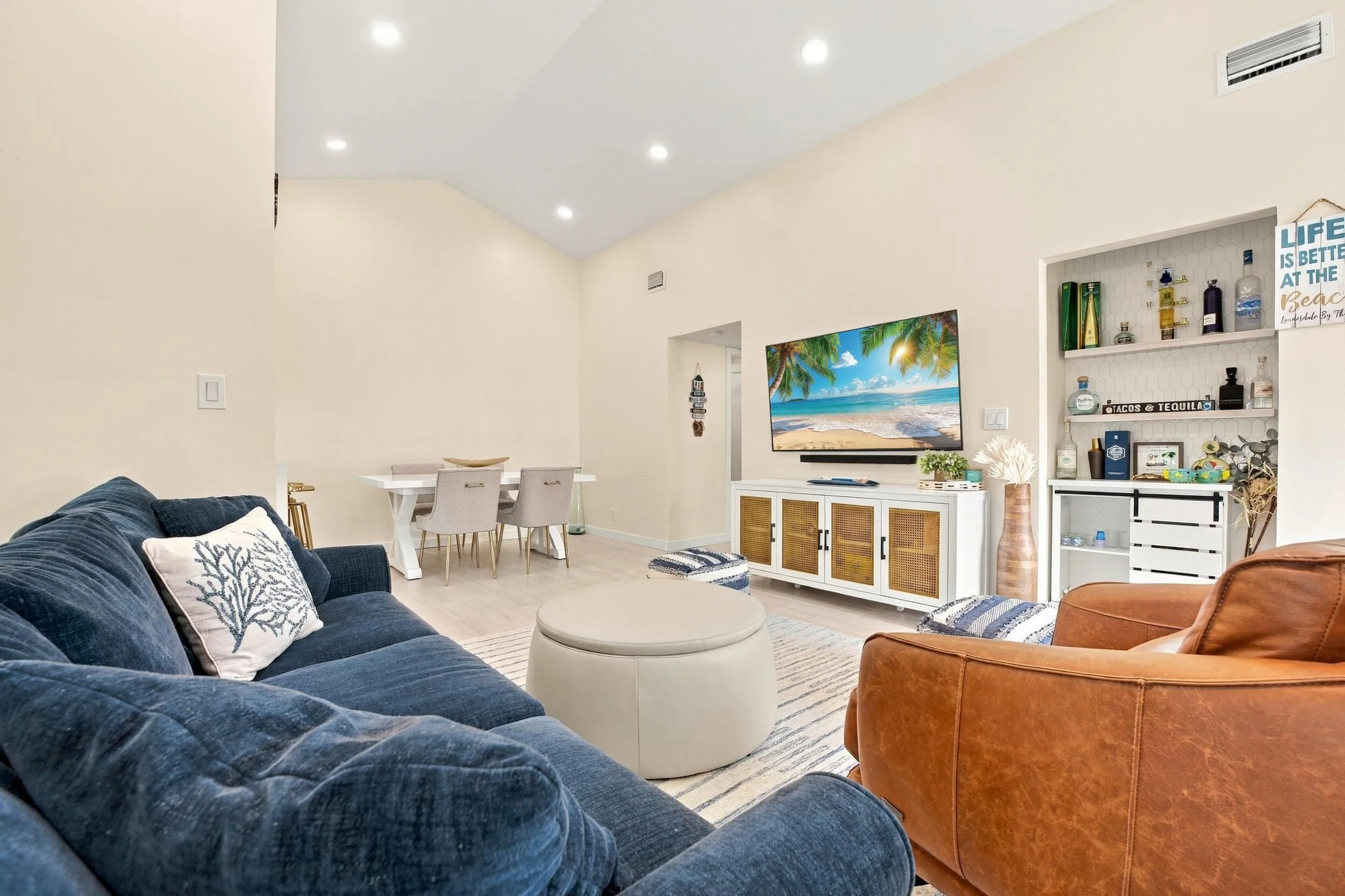 Living room with dry bar