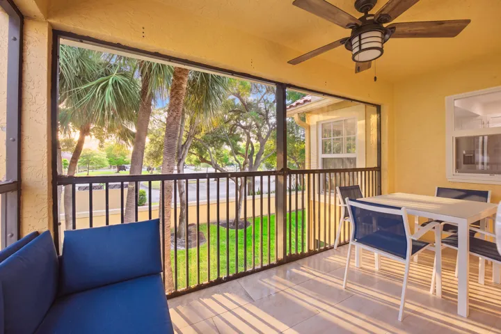 Covered Screened-in patio with fan