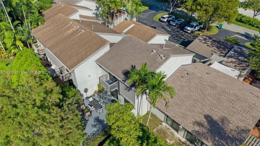 Aerial view of back patio