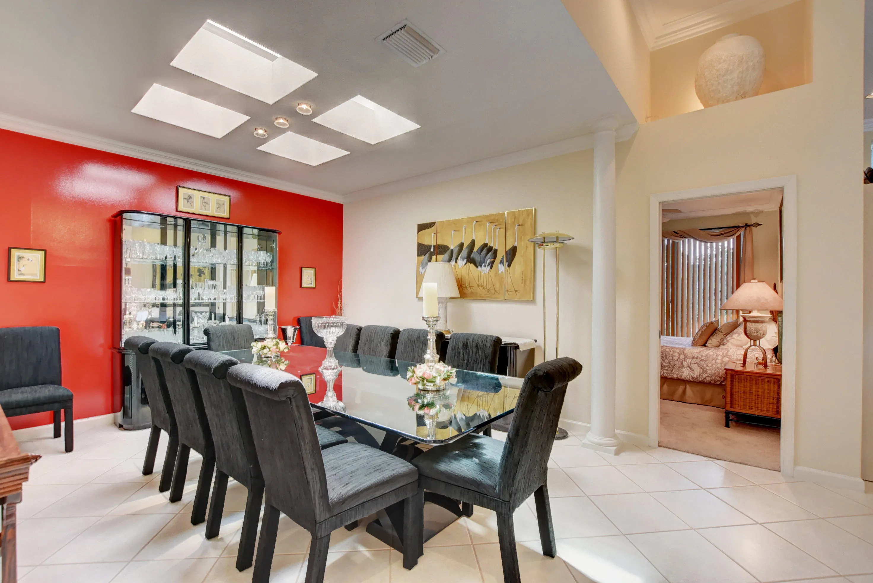 Formal Dining room with skylights