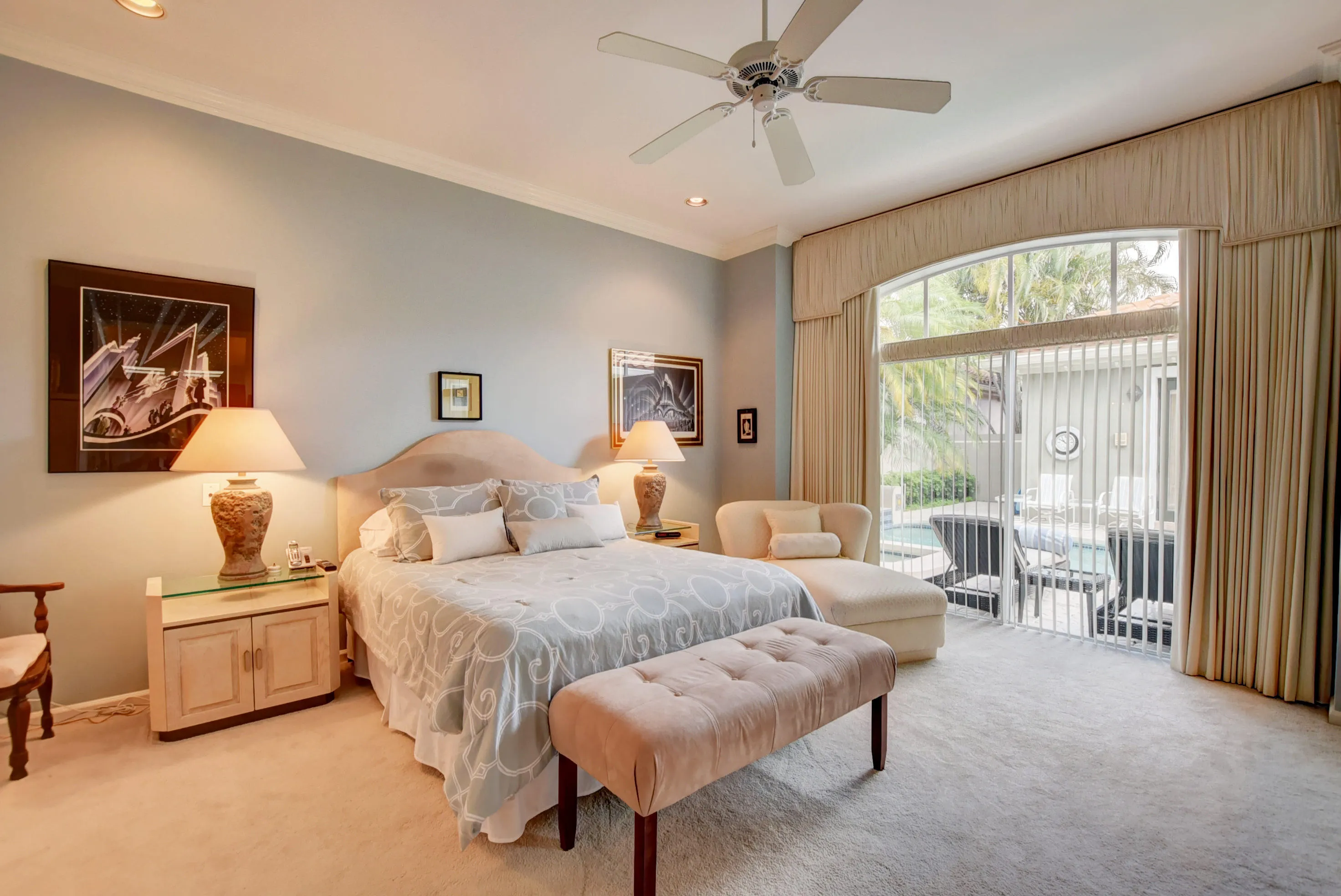 Master Bedroom view of Courtyard Pool