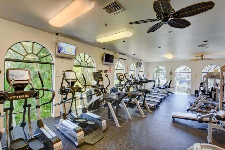 Exercise room with treadmills