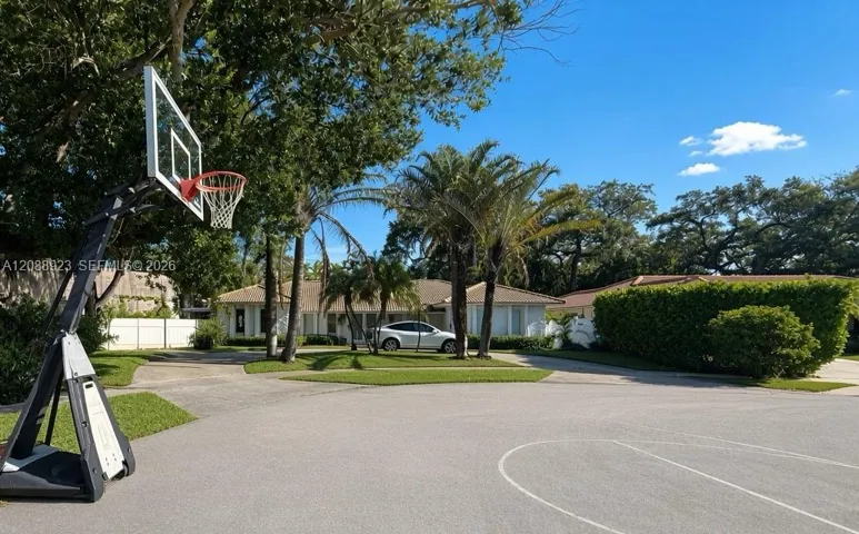Cul-de-sac with basketball hoop