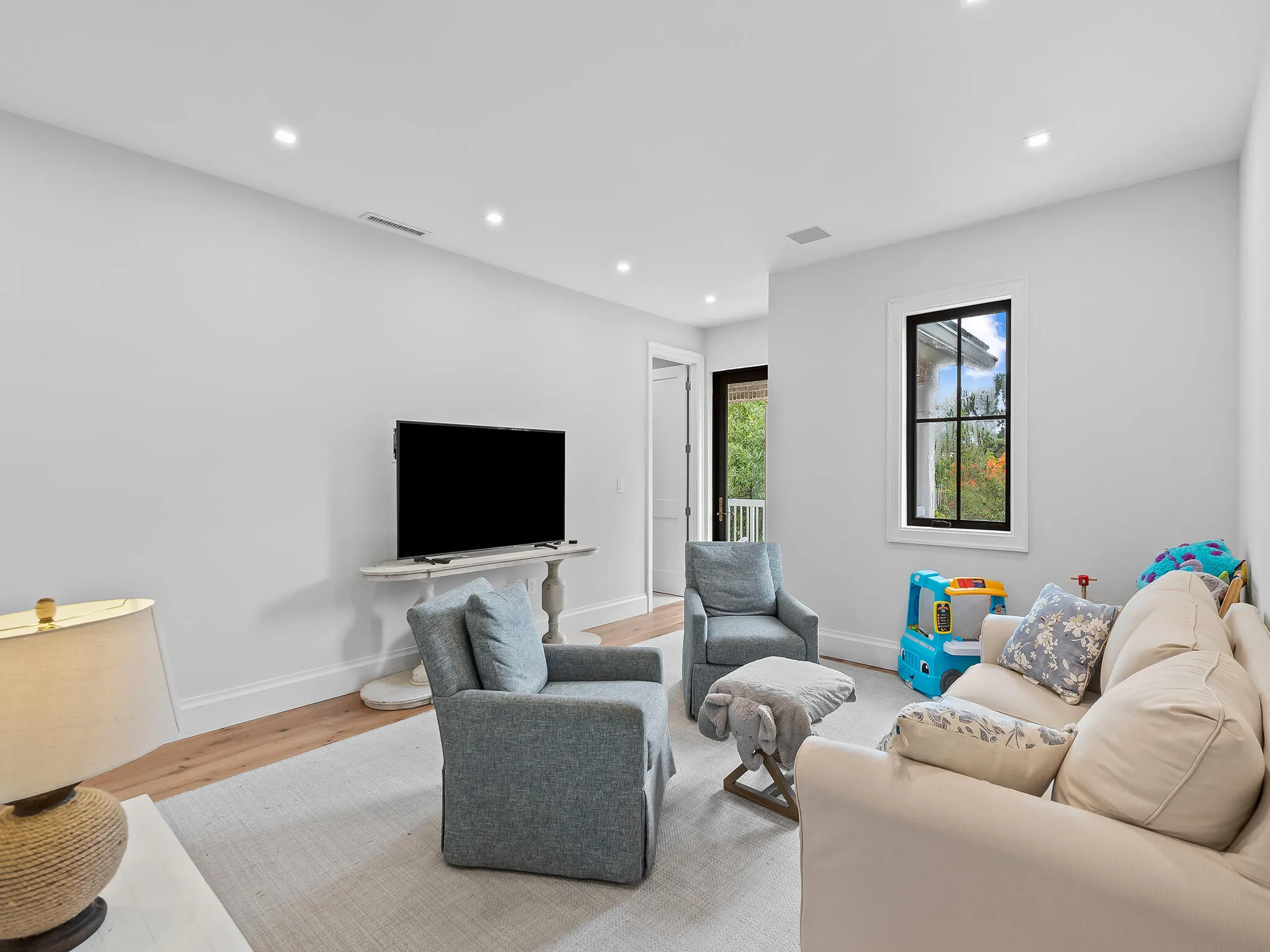 Living room opening to the patio
