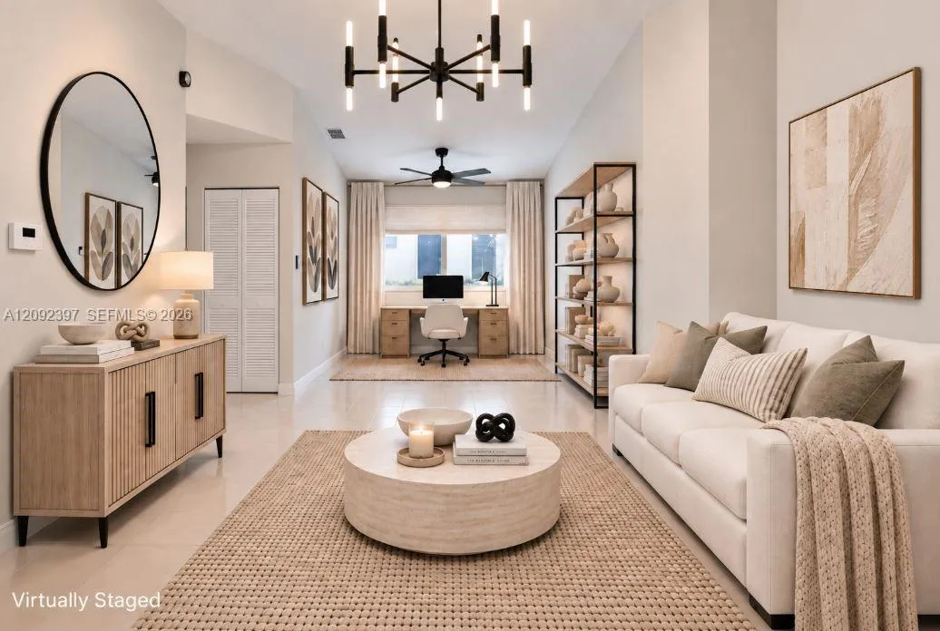 Virtually Staged Living with Home Office