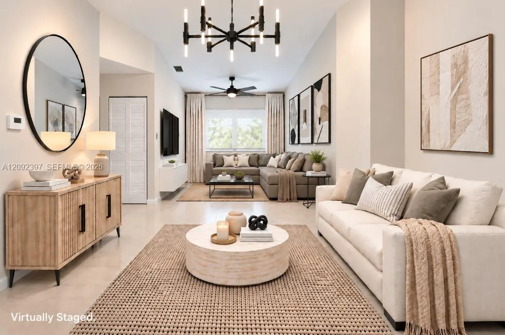 Virtually Staged Living and Family Room