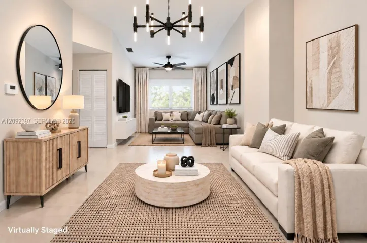 Virtually Staged Living and Family Room