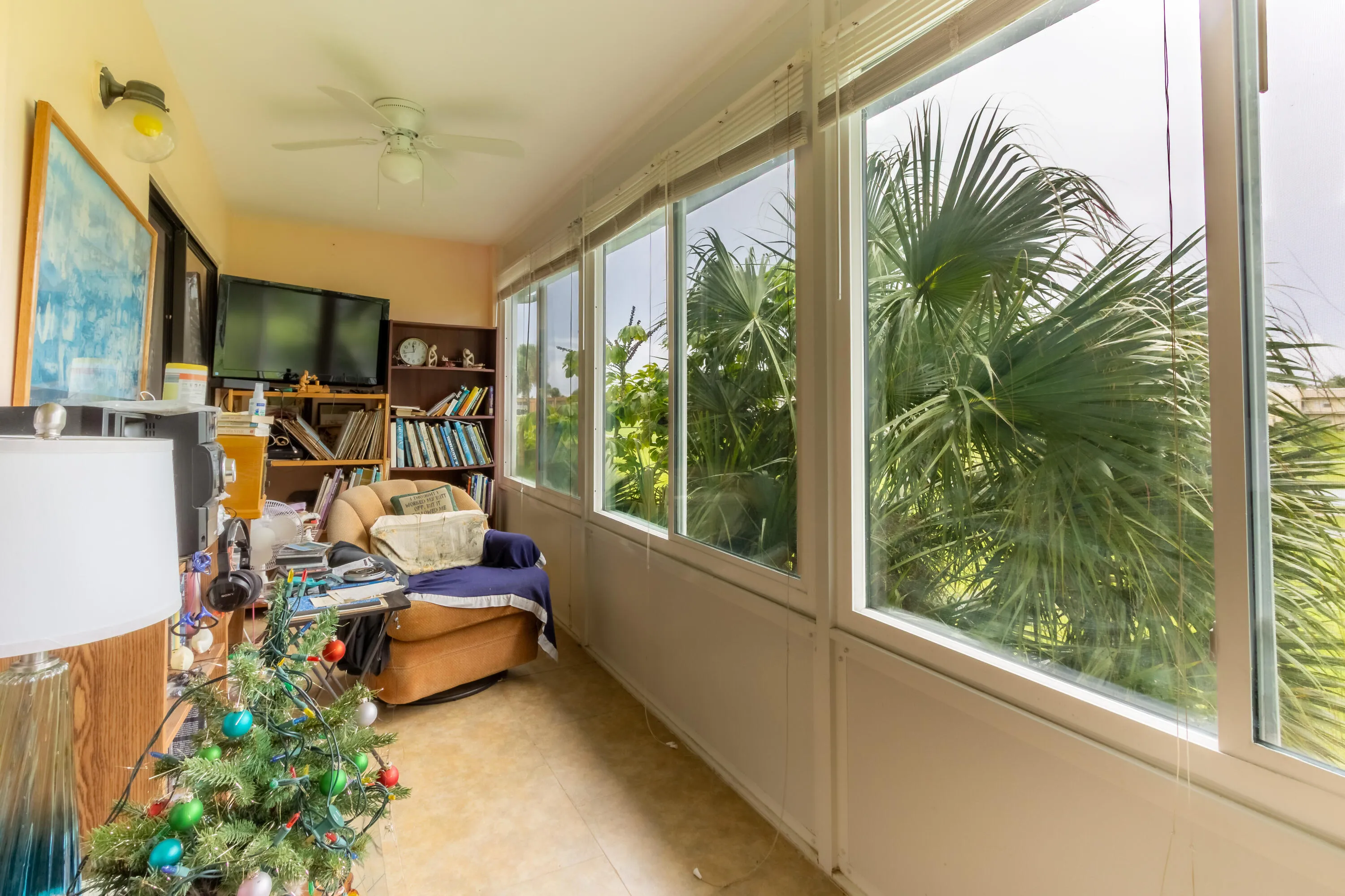 Storm windows on the lanai