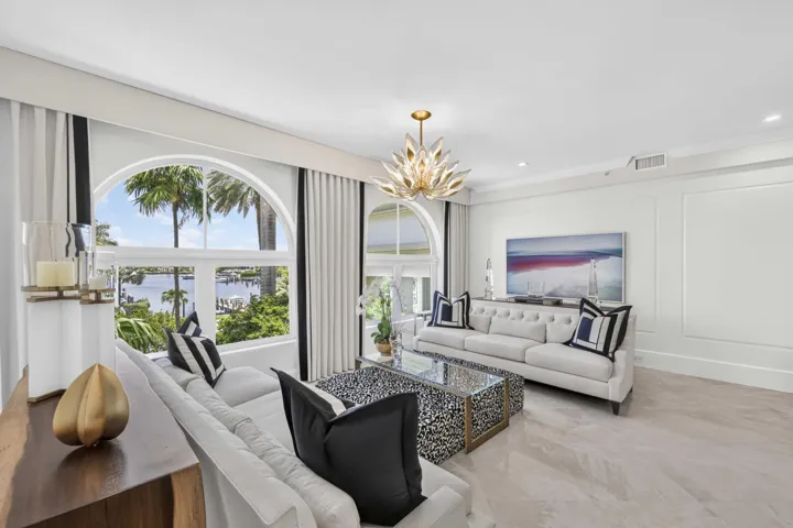 Living room with water views