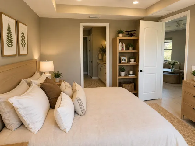 View of Master bedroom, looking towards the master bathroom