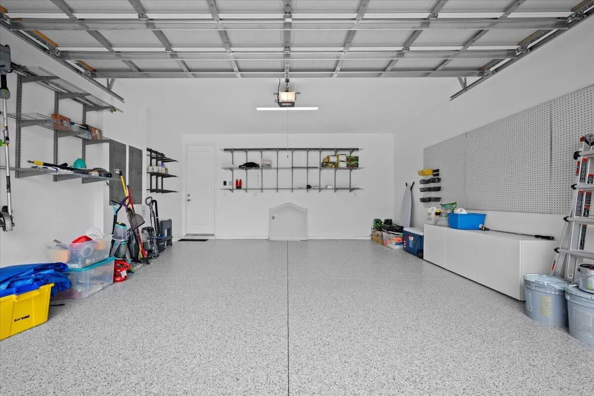 2 car garage with new epoxy floor