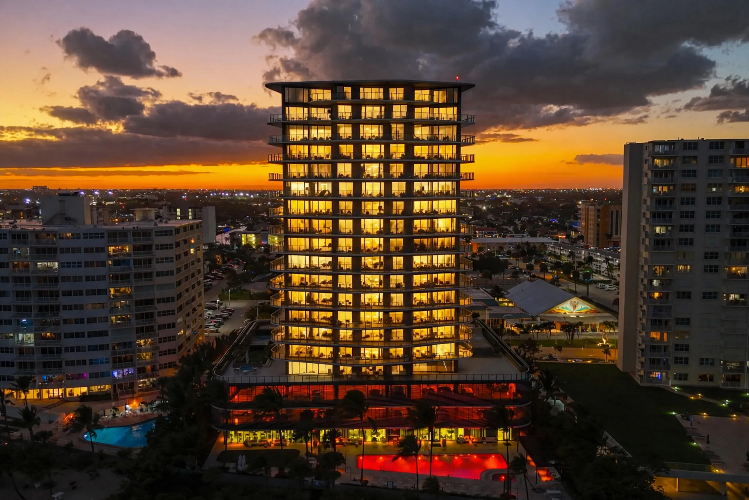 Sabbia Beach is a flagship luxury condominium positioned directly on the sand and an unmistakable presence on the Pompano Beach skyline. Offering 200 feet of shoreline and 30,000 square feet of private oceanfront grounds, residents and guests enjoy a private beach, resort-style pool, oceanfront fitness center, elegant clubroom, business center, valet parking, 24-hour security and an unmatched oceanfront lifestyle.