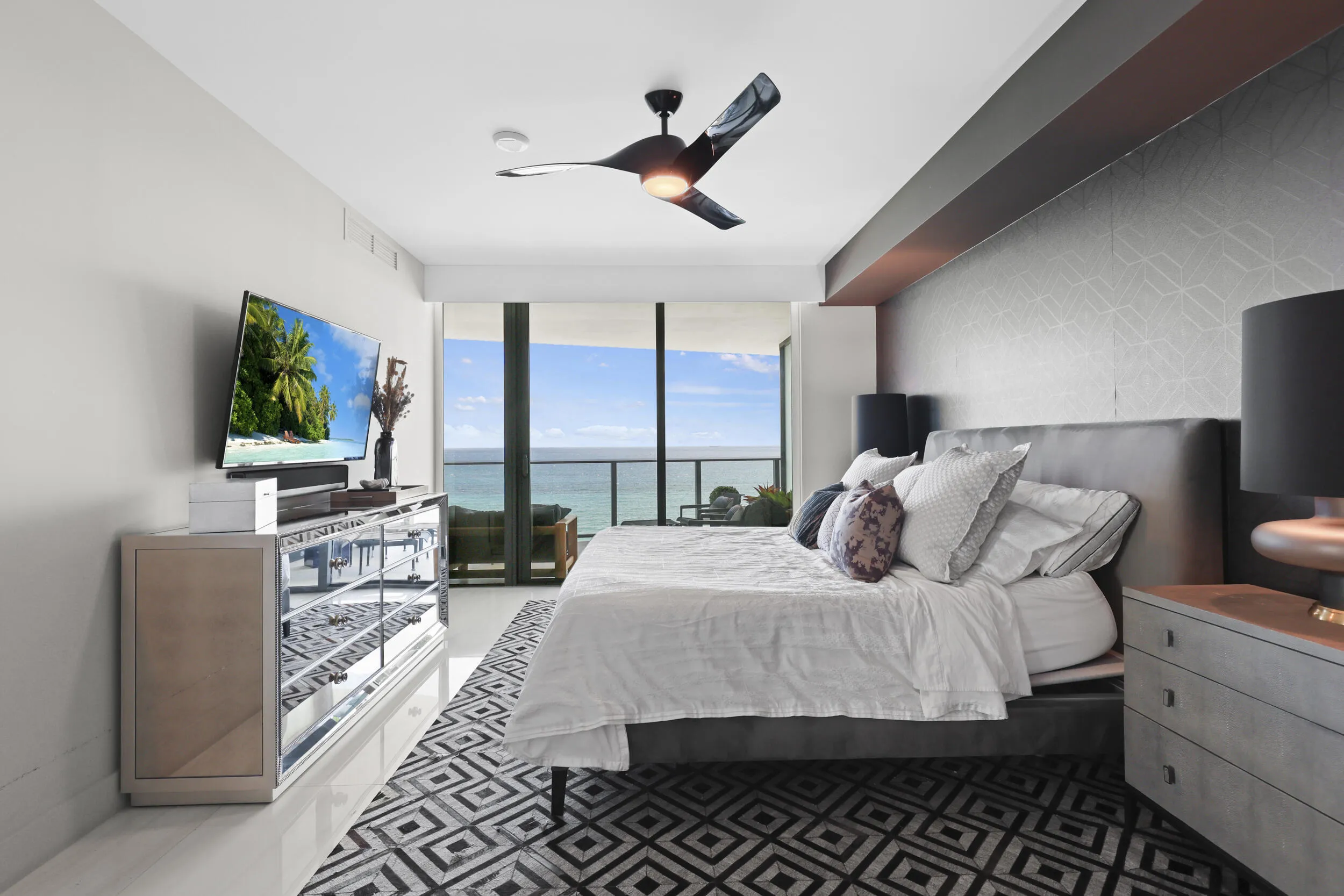 As your automated blackout shades retreat into the ceiling, you will awake every morning with Oceanfront Sunrises.