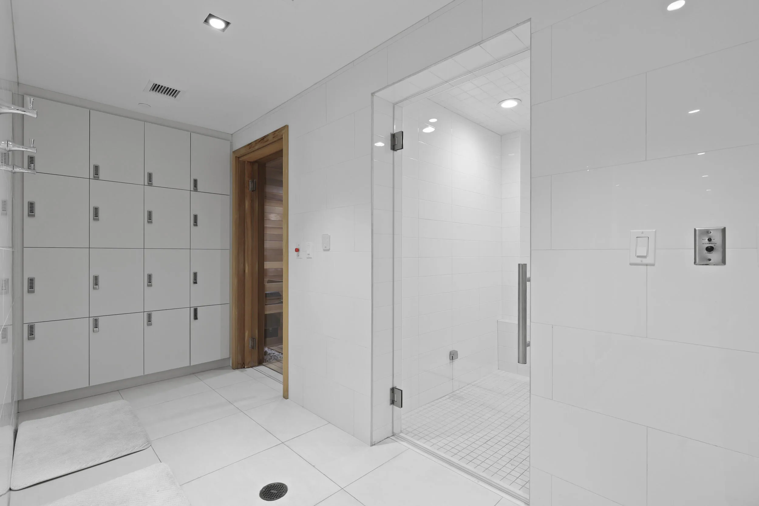 His and Hers locker rooms provide both steam rooms and saunas for residents and their guests.