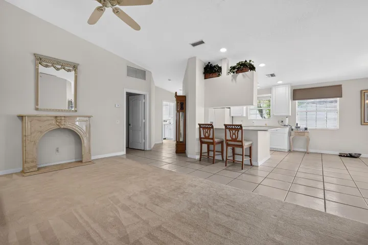 Living room looking to kitchen