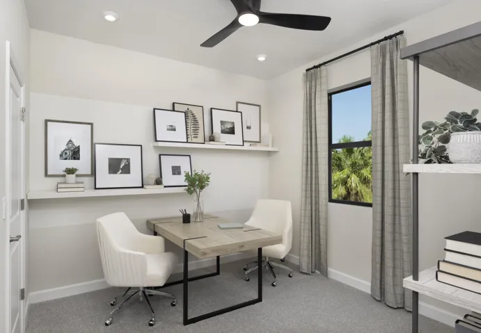 Stock photos represent builder's floorplan