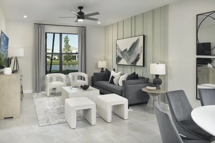 Stock photos represent builder's floorplan