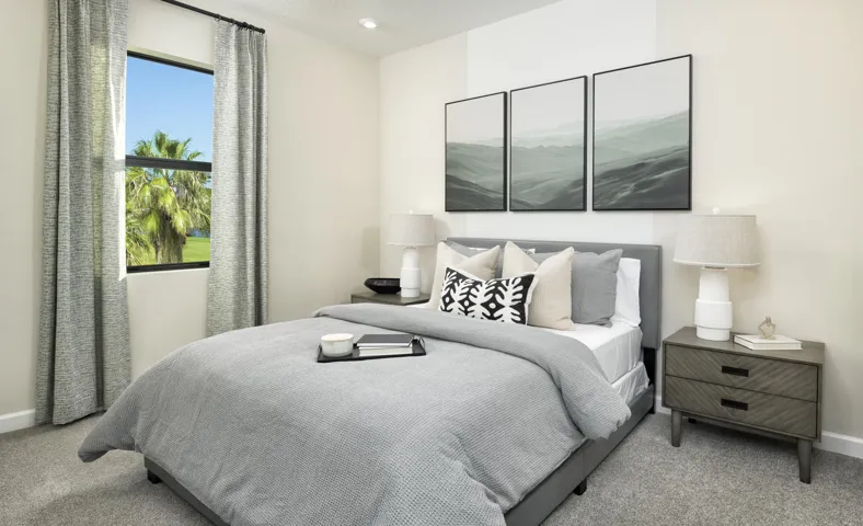 Stock photos represent builder's floorplan