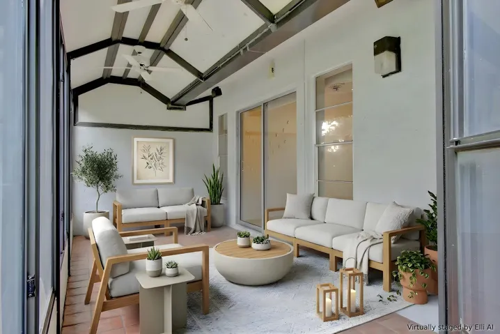 Staged back covered porch