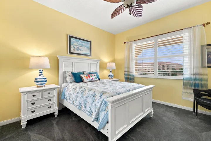 Spacious guest bedroom with new carpet