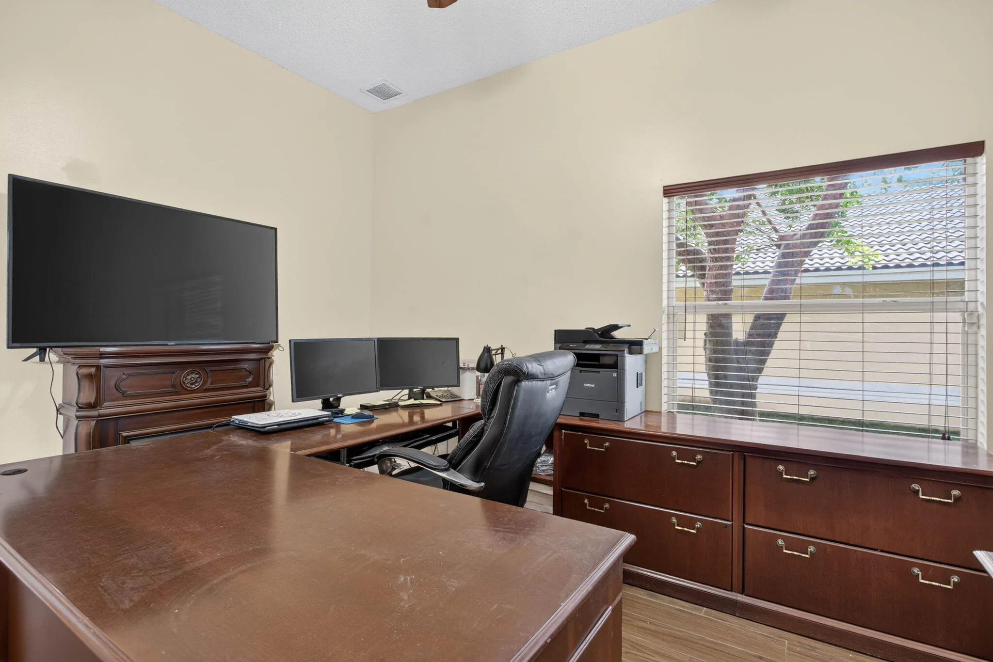 Fourth bedroom. View from back corner looking towards window wall.