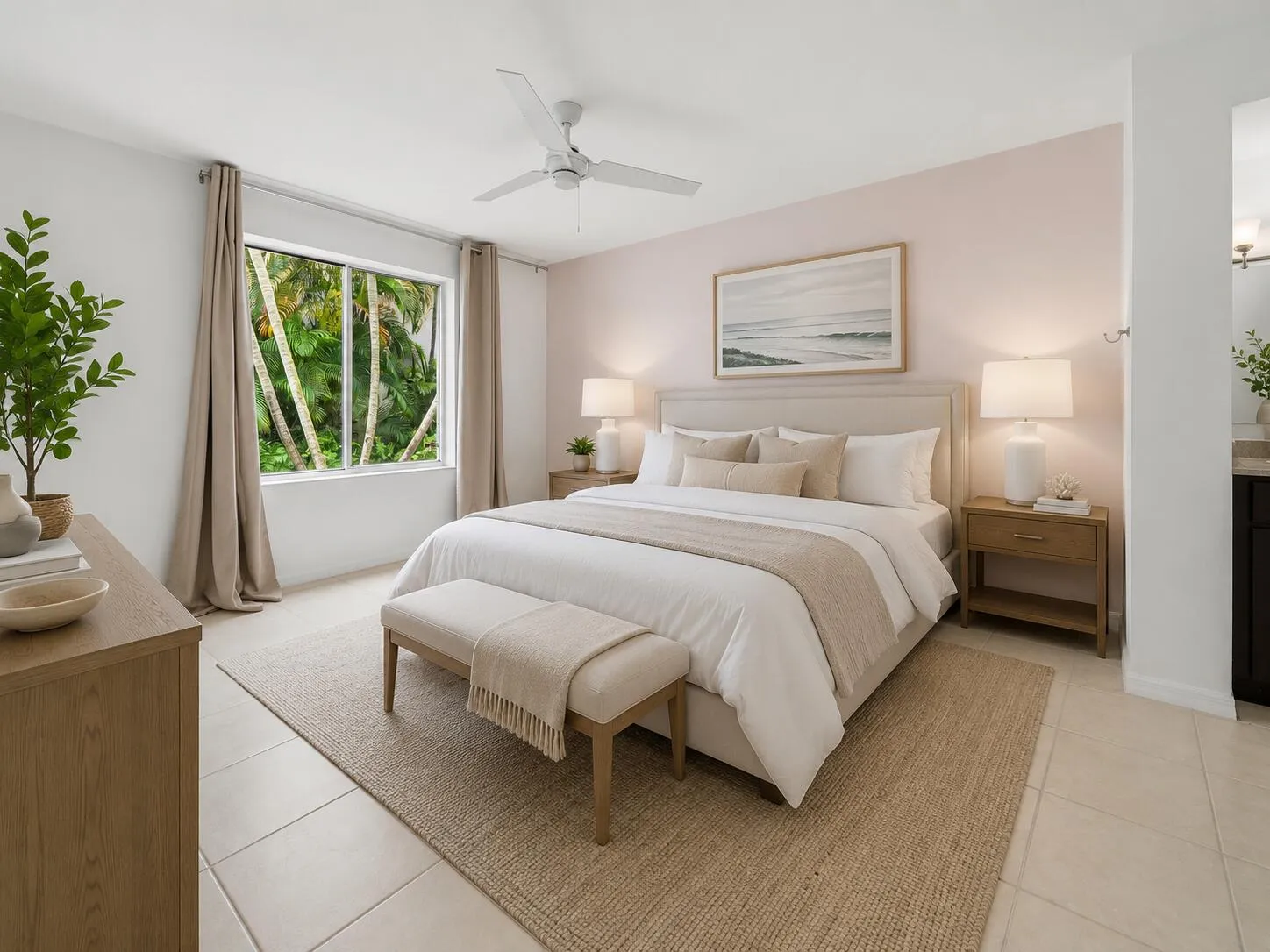 Virtually staged primary bedroom