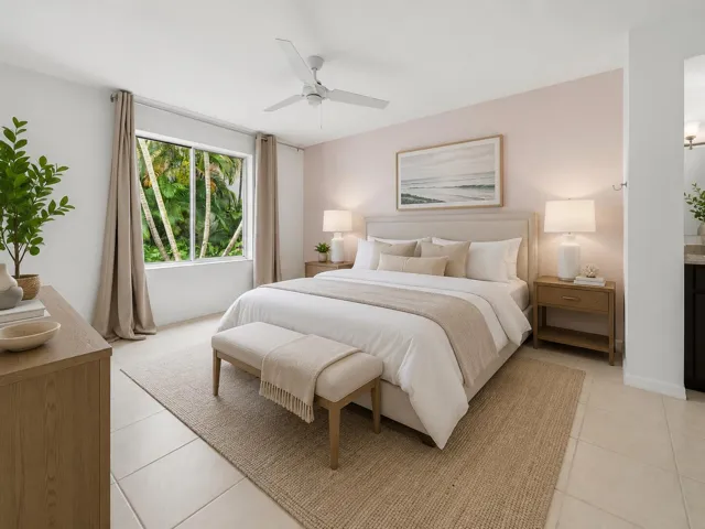 Virtually staged primary bedroom