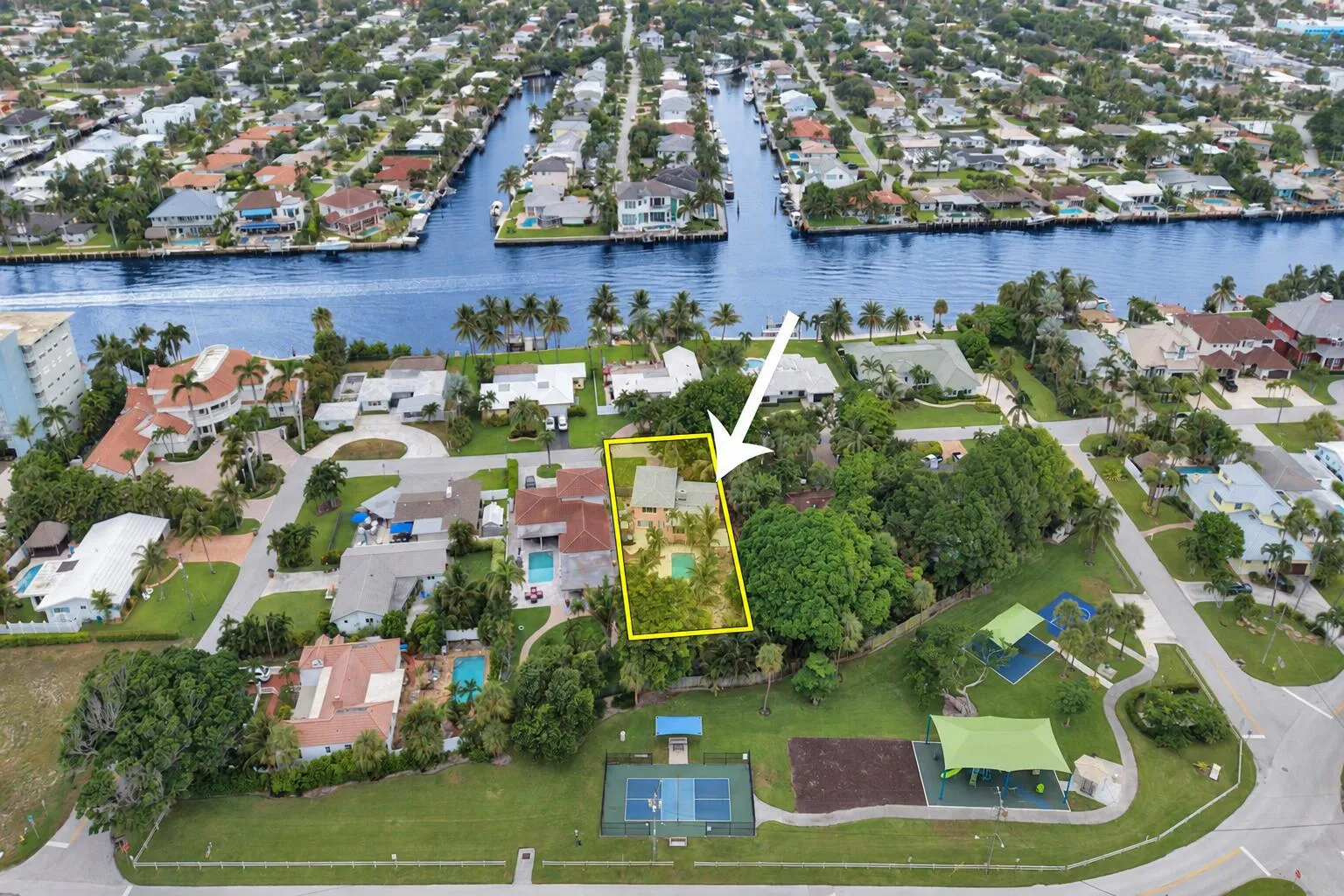 One of the largest parcels on the island, outlined, steps from the Intracoastal
