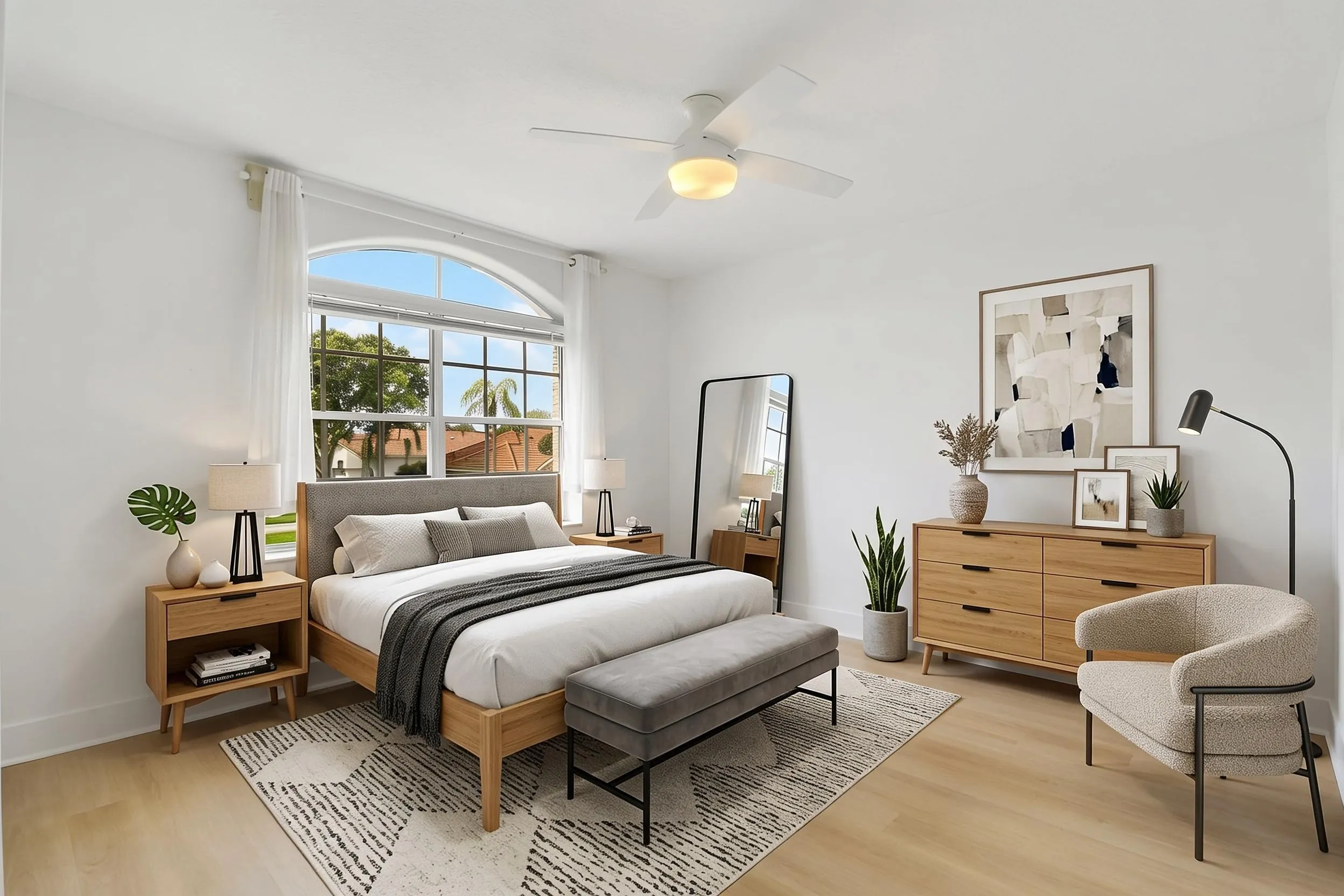 Virtually Staged Upstairs Bedroom