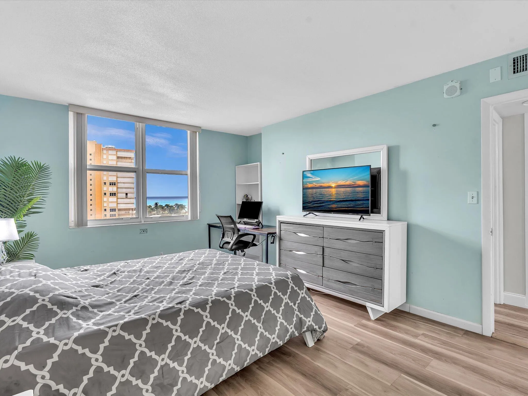 Primary bedroom has full ocean views