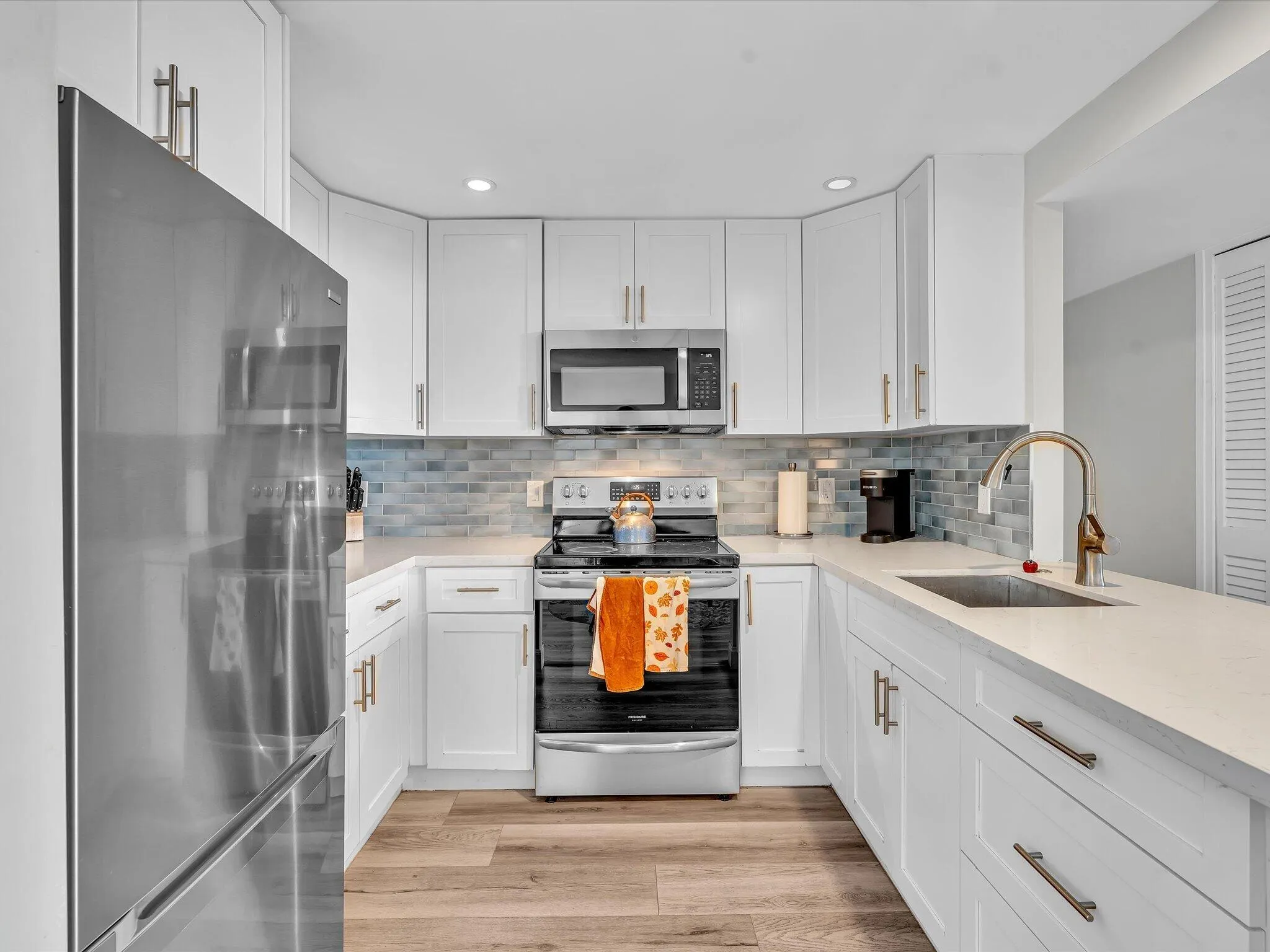 Stainless steel appliances and open concept