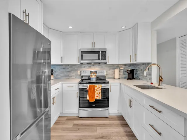 Stainless steel appliances and open concept